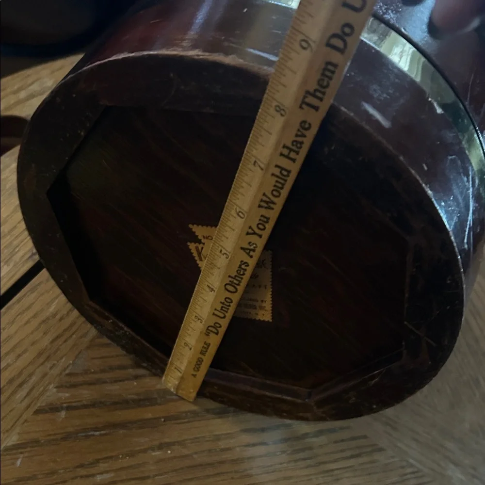 ANTIQUE WOOD & BRASS ICE BUCKET